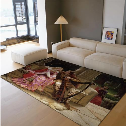 Tapis doux lavable imprimé style baroque contemporain 180x240
