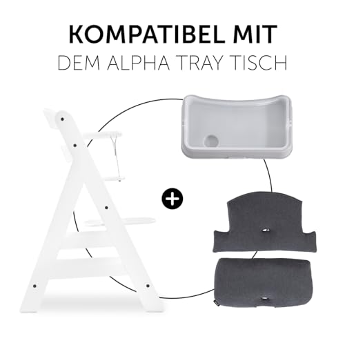 hauck Highchair Pad Select, Charcoal - Hochstuhl Sitzkissen Kompatibel mit Alpha+, Beta+, Arketa Holzhochstuhl, 6-36 Monate, Anti-Rutsch, Doppelte Polsterung, Einfache Befestigung