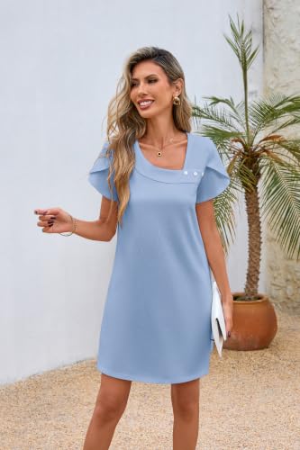 Image of Valiamcep Women's Square Neck Slim Fit Cocktail Party Short Dresses
