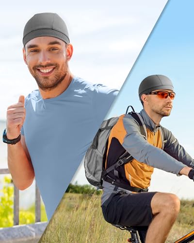 Image of 9 Pcs Cooling Skull Cap Camo Liner Sweat Wicking Lightweight Cycling Cap Running Hat for Men Women