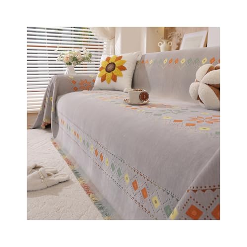 CZADMXP Manta para Sofá con Borlas, Suave Grande Cubre Sofá de Felpilla Lavable Funda de Sofá Grande Manta Foulard para Sofá, Sillón y Cama (Gris,180x300cm)