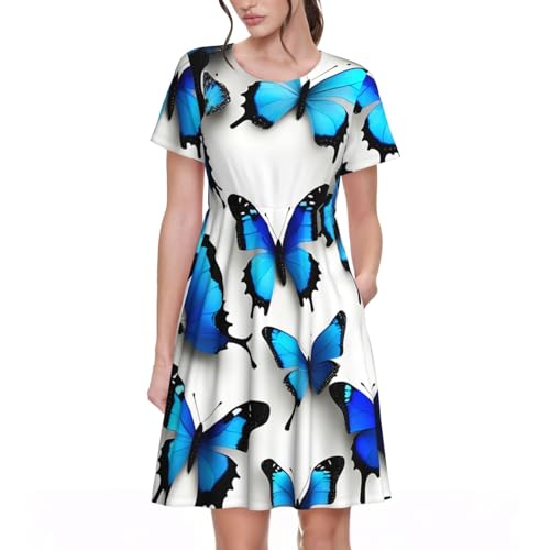 Robe d'été papillons bleus idéale pour vos vacances et week-ends