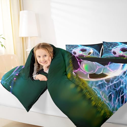 Image of Feelyou Soccer Comforter Set Full Size 3 Pcs Kids Boys Girls