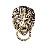 Seakuur Gold Silver Lion Face Lapel Pin Badge Coat Suit Wedding Gift Party Shirt Collar Accessories Brooch for Men (Gold)