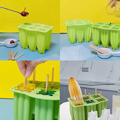 6 Cavity Diy Handmade Popsicles Molds Moulds With 50 Popsicle Sticks，Popsicle Molds Silicone Ice Pop Molds Bpa Free Popsicle Mold Reusable Easy Release Ice Pop Make For Kids Adults (Model-B) #TOP3