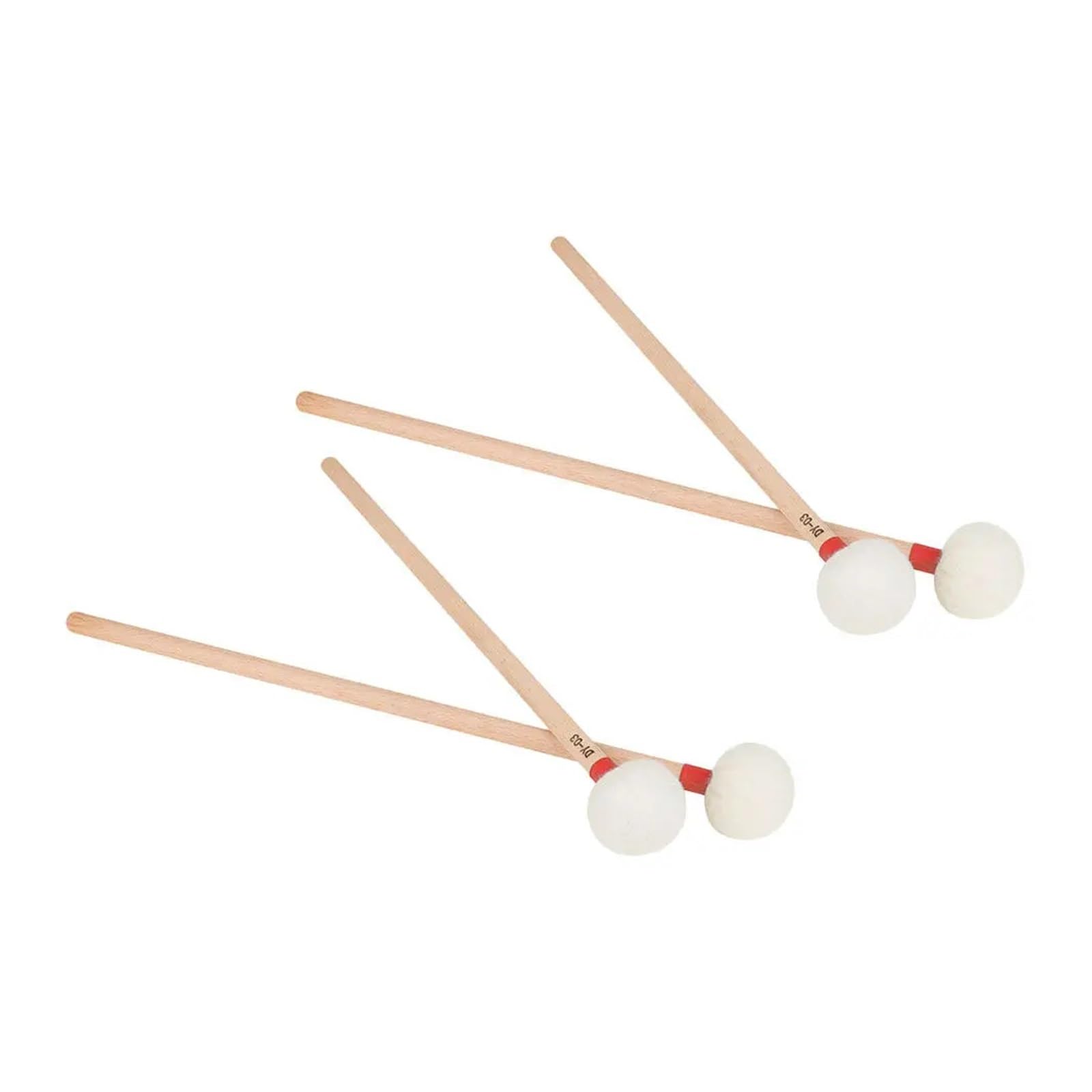 4 Mazos For Timbal, Mango De Madera Con Cabeza De Fieltro Blanca
