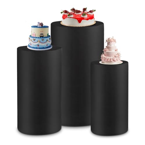 Cylinder Pedestal Covers, Set of 3 (L+XL+XXLL), Black, Only Cloth