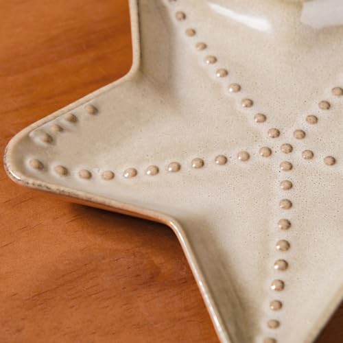 Image of Nestasia Set of 3 Starfish Ceramic Serving Plates | Microwave & Dishwasher Safe, BPA-Free, Ocean-Inspired Dinnerware |Ideal for Appetizers, Snacks, Gifting, Serving, Decor (Multicolour)