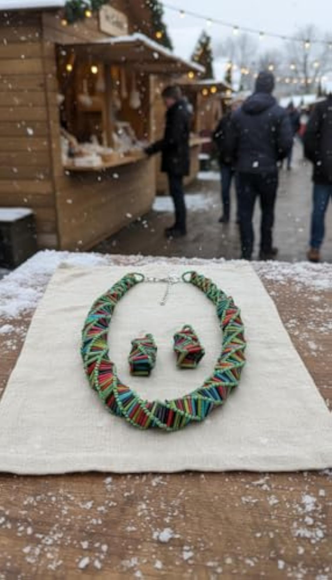 Twisted Bugle Bead Necklace and Earring Set, Boho Style