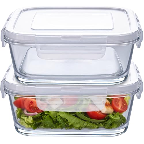 Konzept 11 - Frischhaltedose aus Glas (2 Stk 1000 ml) Glasbehälter Mit Deckel für Lebensmittel Set, Vorratsdose für Küche spülmaschinenfest, Aufbewahrungsbox Auslaufsicher Luftdicht