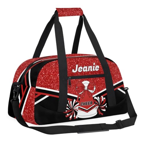Personalized Cheerleader Bag Cheer Duffel Bag Customized Cheerleaders Bag with Your Name Travel Overnight Bag Gym Bag, Red3
