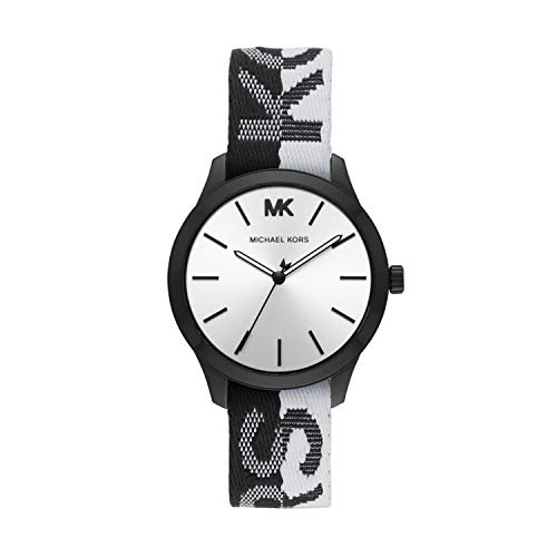 Michael Kors Women's Runway Stainless Steel Quartz Watch with Nylon Strap, Multi, 18 (Model: MK2844)