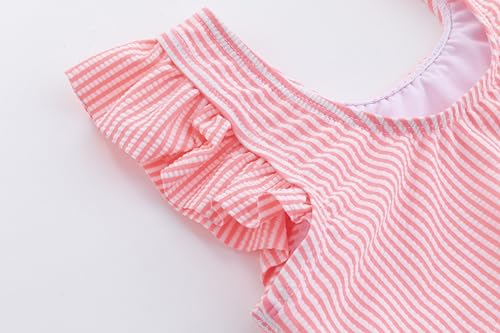 LIZENS Girls Two-Piece Set Sweet Striped Ruffles Swimsuit Breathable Quick-Dry for Kids 2-12 Years4