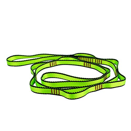 Geelife Daisy Chain Rope 2 pcs Looped Strong Straps 23 kN Climbing Lanyard Nylon Daisy Chains Multi Loop Aerial Yoga Webbing Sling 53 Inches (Green)