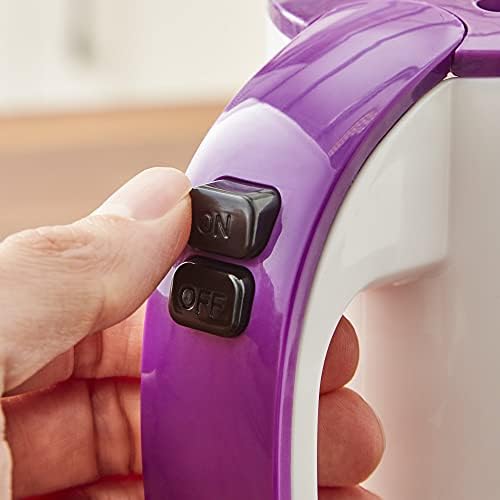 Swan SK27010N Dual Voltage Fast Boil Lightweight and Compact Travel Kettle with Two Tea Cups, Plastic, 1000 W, White/Purple, 0.4 Litre