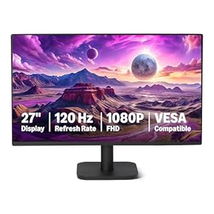 Amazon Basics 27-inch Computer Monitor 120 Hz, 1080P, HDMI, DP, VGA, VESA Compatible for Office,Home