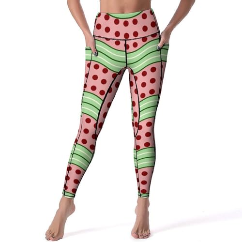 Legging sport femmes Points Rouges pantalon de yoga taille haute pour gym et jogging S