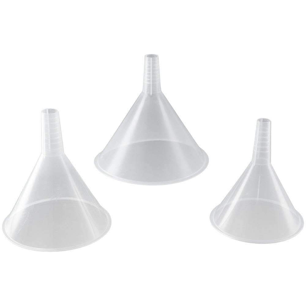 SHUATI Kitchen Cooking Funnel 100mm, 120mm, 150mm Clear Lab PP Funnels Transparent Plastic Funnels Set Filling Bottles