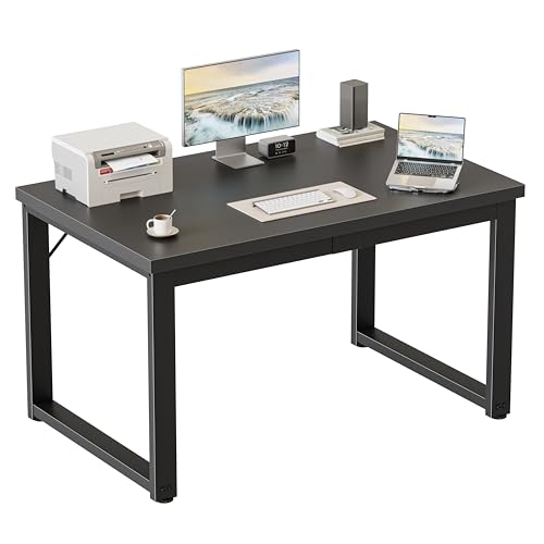 Image of 40 Inch Computer Desk, 1.2 inch Thick Small Office Table, Black | Modern Simple Style, Heavy Duty Industrial Frame, Small Study & Writing Table for Home Bedroom Work