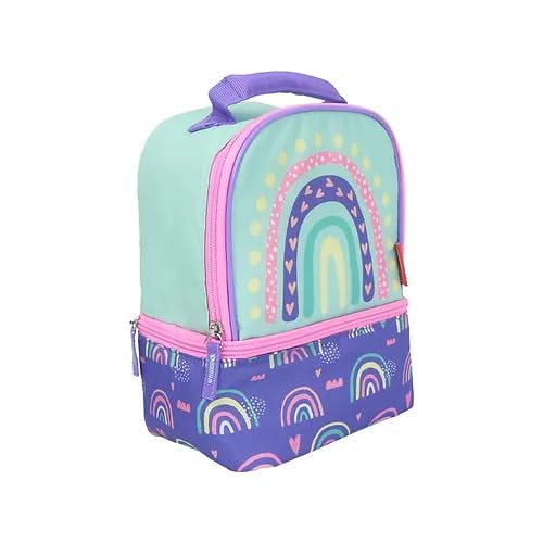 Lancheira Thermos térmica infantil com isolamento estampada arco iris lanche