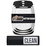 Gorilla Grip Durable Kitchen Cutting Board Set of 3 and Dishwasher Clean and Dirty Magnet Sign, Large Food Chopping Boards, Magnets for Dish Washer in Size 7x2 , Both in Black Color, 2 Item Bundle
