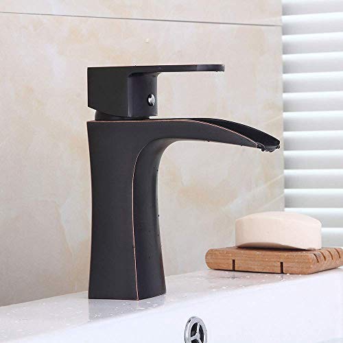 Robinet mitigeur cascade noir pour salle de bain vasque et lavabo toilette rétro - 6