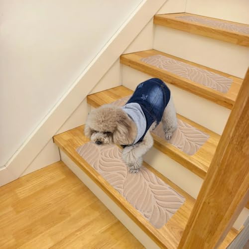 吸着階段マット 滑り止め 76X20cm 【15枚入り】 階段カーペット 厚み5mm 床保護 ステップマット 転倒防止 キズ防止 足腰負担軽減 ズレない 子供や高齢者 ペットなどの安全対策に 家庭/事務所/オフィス/賃貸使用可