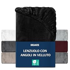 DREAMZIE - Lenzuolo con angoli 90-100 x 200 cm - Nero Lenzuola in Pile con Angolo Elasticizzati