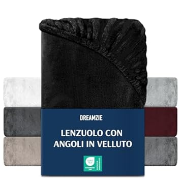 DREAMZIE - Lenzuolo con angoli 90-100 x 200 cm - Nero Lenzuola in Pile con Angolo Elasticizzati