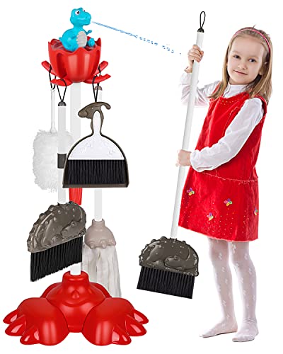 Dinosaur Cleaning Toy Set, 7 Pcs Pretend Play Household Toys, Cleaning Set For Toddlers With Dinosuar Stand, Kids Broom Set, Gift For Birthday, Christmas, Halloween Boys And Girls Age 3 4 5 6 7 12+ #TOP19