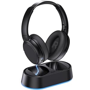 Wireless Headphones for TV Watching, TV Headphones with Transmitter Charging Base, Bluetooth V5.3, No Lip-Sync Delay, Clear Voice, Plug & Play, Comfortable, Gifts for Elderly/Seniors