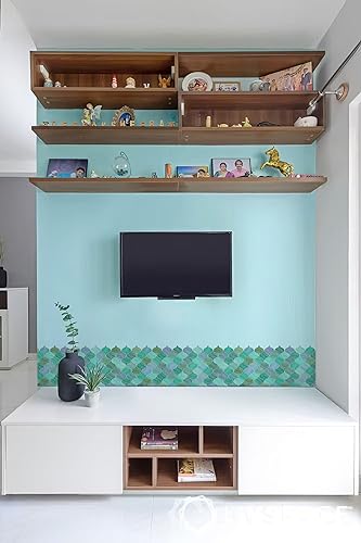 Image of WallDesign Mosaic Lantern Blue Green Shades - 2ft x 9.75 inch Waterproof Easy-Clean Vinyl Tile Sticker for Kitchen Counter, Washbasin, Table, Wall, Bedroom, Cupboard /Almirah