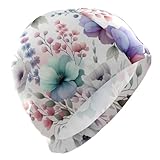 susiyo Pink Blue Floral Mens Swim Caps Polyester Swimming Hat for Adult and Youth