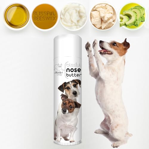 Image of The Blissful Dog Jack Russell Terrier Nose Butter for Dry, Cracked Skin, Lick-Safe Dog Nose Balm with Moisturizing Shea Butter, Almond, Olive, and Essential Oils, Pet Supplies, Uncented, 0.50 oz.