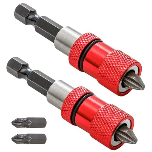 2pcs Adjustable Screw Depth Screwdriver Bit Holder Magnetic Steel Screwdriver Drywall Bit 1/4 Inch Hex Shank with S2 Phillips 2 Screw Driver Bits