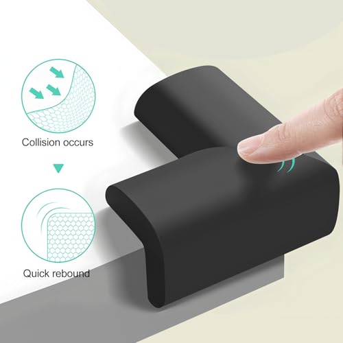 Image of 4-Pack NiceTCU L-Shaped Extra Thick Furniture Table Edge Protection Foam Baby Safety Bumper Guard for Fireplace, Table, Stairs, Cabinet(Black)