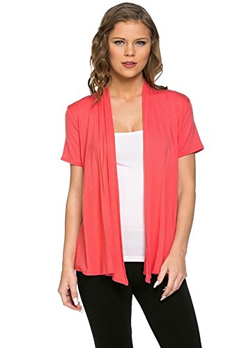 Women's Short Sleeve Open Front Cardigan (S-3X) - Made in USA