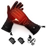 Beheizte Handschuhe Innen für Herren und Damen mit 7.4V 2200 mAh Batterien, Beheizbare Handschuhe Schwarz mit 3 Stufen Temperaturregler für Winterski, Angeln, Eislaufen, Jagd, Walking Größe S-XL (M)