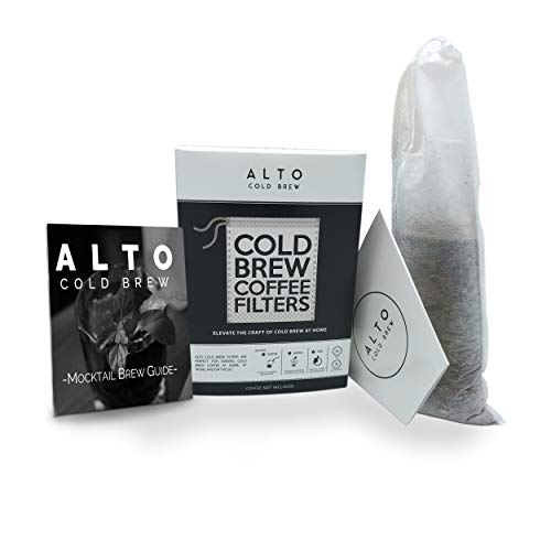 Alto Cold Brew No Mess Disposable Cold Brew Coffee Filters - 35 PACK - With Mocktail Brew Guide - Cleaner, Brighter Cold Brew, Without the Cleanup - (2 Quart Pitcher Size)