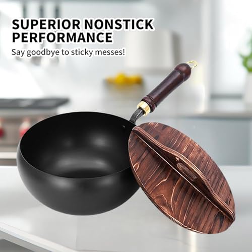 Wok de acero carbono con tapa de madera sin teflón miniatura 5