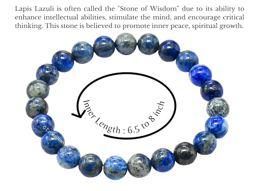 Image of Certified Lapis Lazuli Bracelet for Women Men with Healing Crystal | Gemstone Beaded Bracelet for Balance, Harmony & Positive Energy