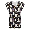 Ruffle Sleeve Tops for Women Trendy - Halloween Ghost Print V Neck Summer T-Shirts Tops for Women 2026, Style-39, XXL #2