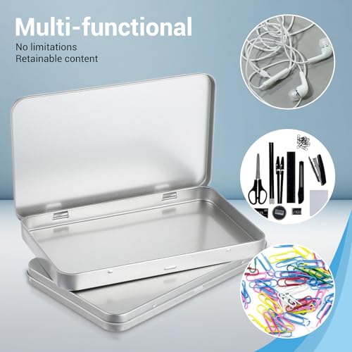 Bremorou 2 Stück Blechdose Metalldose Metallbox Klein Metallbox Süßigkeiten Leere Metallbehälter Metalldosen mit Deckel für Diy Verwenden Home Organizer Silber 18 × 11 × 1.5 Cm