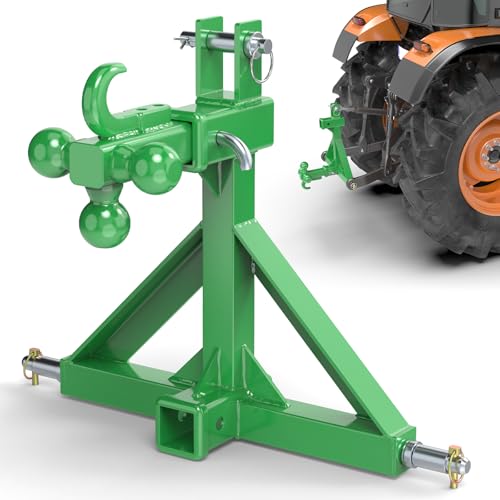 Green 3 Point Hitch Receiver with Dual 2 ReceiverInclude Ball Adapter & Hook 3 Point Quick Hitch Category 1 Fit Top Receiver & Ball Hitch 3 Point Hitch Attachments Fit Category 1 Tractors