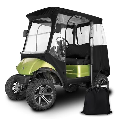 10L0L Golf Cart Driving Enclosure 2 Passenger for Yamaha G14 G22 G29 Drive2 with Security Side Mirror Openings, Golf Buggy Rain Cover Enclosure 2 Seater with Roll-up Windshield 4-Sided Clear Window - Image 7