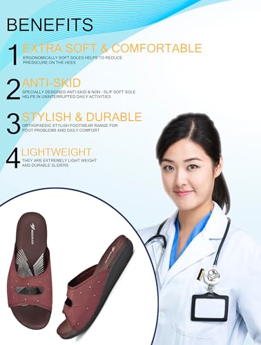 Image of HEALTH FIT EXTRA SOFT Women's Comfortable Memory Foam Doctor Slippers /Flip-Flops|Fashionable Casual & Stylish|Lightweight & Breathable|Outdoor Synthetic Casual Chappals Sandals Ladies & Girls HF25