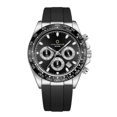 Image of Carlington Nitro Analog Chronograph Men's Polyurethane Strap Wrist Watch | Quartz Movement | Water & Shock Resistant Watch for Men | Casual & Formal Wear - CT 8054