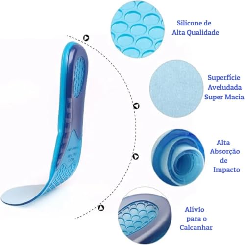 Palmilha gel, Palmilha de silicone, Palmilha Ortopedica com sola macia e absorvente de choque Alívio