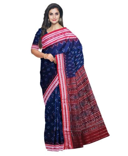 Image of Ikat Women Cotton Saree, Handmade Pure Cotton Khandua Saree, Ikkat Orissa Traditional Handloom Saree Without Blouse 45