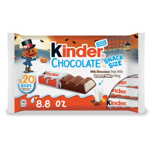 Kinder Chocolate, Halloween Candy, Individually Wrapped Chocolate Candy | Halloween gifts, 20 individually wrapped chocolate bars with creamy milky filling, no artificial colors or preservatives - image 1